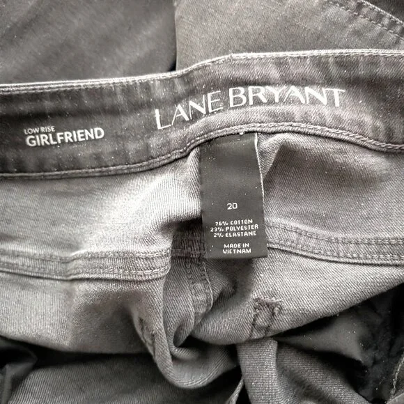 Lane Bryant Black Sequin Inserts Dark Gray Low Rise Girlfriend Distressed Jeans - Picture 6 of 6